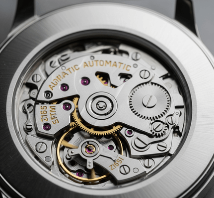 Dettaglio di un movimento di orologio automatico