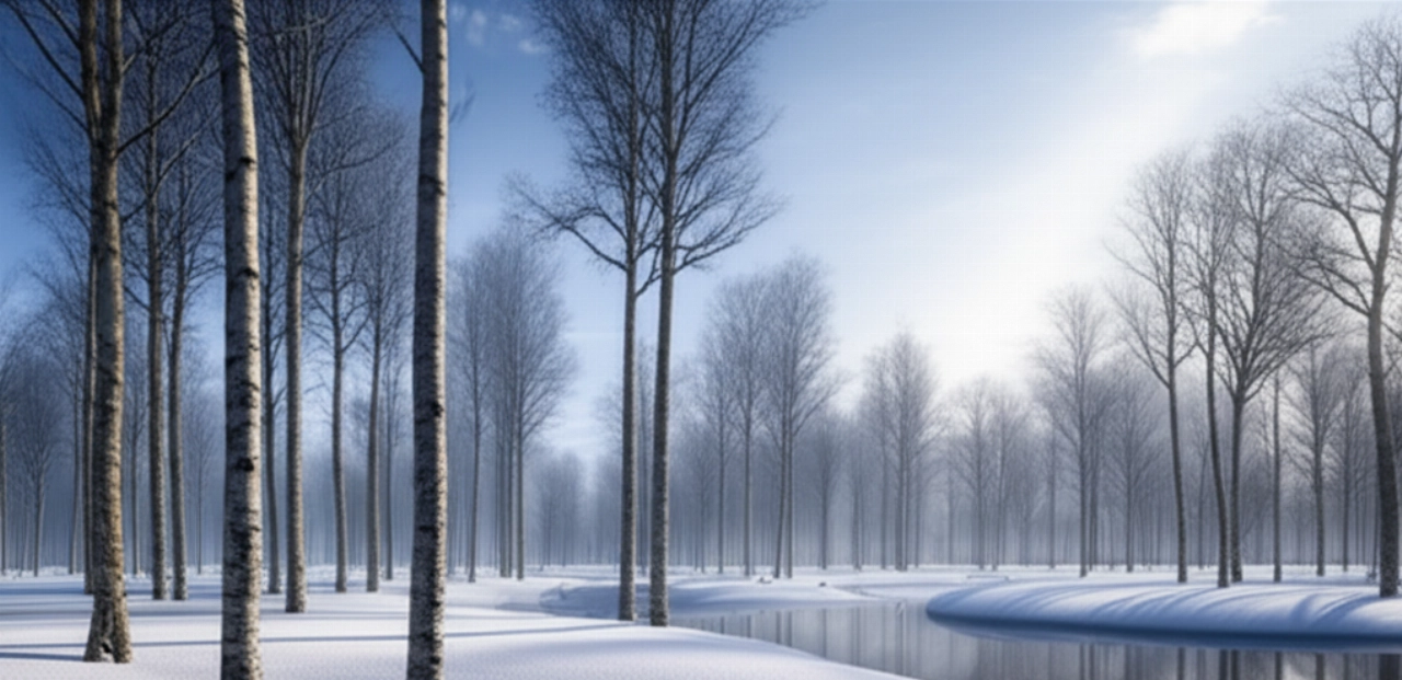 Un paesaggio invernale giapponese sereno e innevato, che evoca la bellezza e la precisione dei quadranti ispirati alla natura di Grand Seiko.